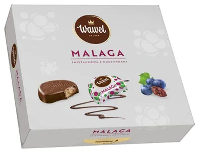 Zdjęcie produktu dla Wawel Czekoladki Malaga Śmietankowe z Rodzynkami 330g