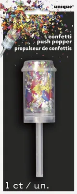Produktbild von Unique Push-Pop Konfetti Popper, Bunt, wiederverwendbar