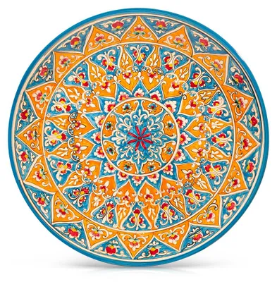 Produktbild von Servierplatte Lagan KaraKalam KN2 orange Ø 42 cm Plowplatte Pilawteller Keramik, Keramik, Handarbeit