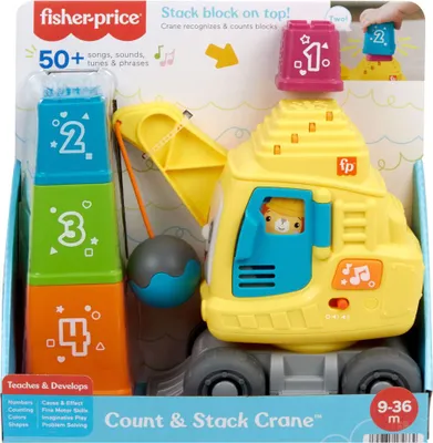 Produktbild von Mattel HWY66 - Fisher-Price - Lernspielzeug mit Licht und Sound, Mein Zähl- und Stapelkran
