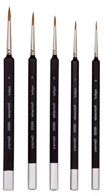 Produktbild von Rotmarder Pinselset mit Künstlerpinseln aus Rotmarderhaar - Größen 0, 1, 2, 3 und 4