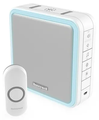 Immagine prodotto di Campanello senza fili Honeywell DC915N Serie 9, 200 m, 8 suonerie, base portatile, 2x pulsante, bianco