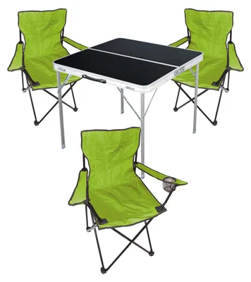 4-teiliges Campingmöbel Set limegrün Tisch+Campingstühle mit Tasche