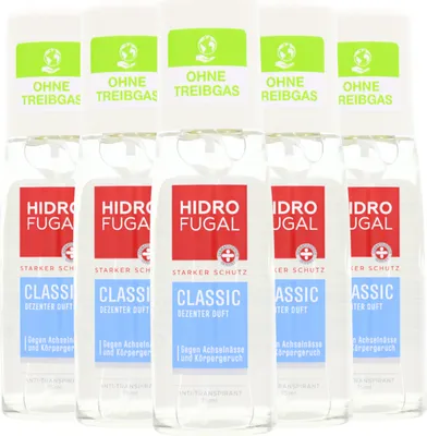 Produktbild von 5 x Hidrofugal Classic Anti Transpirant Deo Zerstäuber je 75ml mit dezentem Duft & starkem Schutz