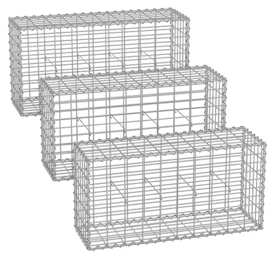 Obrázek produktu pro Sada gabionů z pozinkované oceli – stříbrná – 100 x 50 x 30 cm