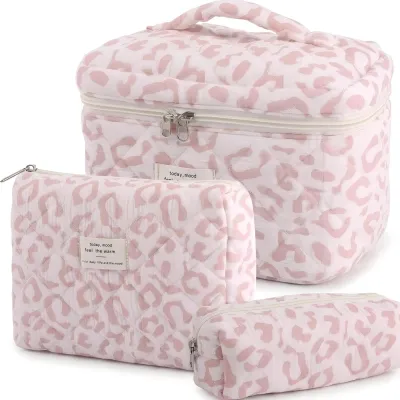 Produktbild von Set aus 3 Kosmetiktaschen – Große Kapazität – Kosmetiktasche – Reiseetui mit Blumenmuster – Reisebeutel – Organizer für Damen