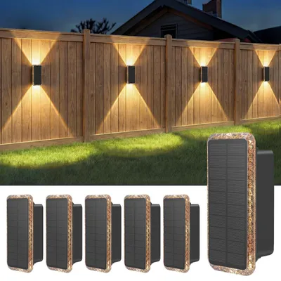 6er-Set Solar-Wandleuchten, IP65, 5 Farbtemperaturen, schwarz