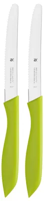 Productafbeelding van Set van 2 ontbijtmessen met golfsnede, 23 cm, kunststof handvat, groen