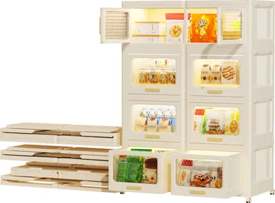 Produktbild von Heikoeco® Faltbarer Kleiderschrank, Mehrzweckschrank weiß mit 4 Fächern, Bücherregal aus hochwertigem Kunststoff, (1 Flügeltür + 3 Schublade)