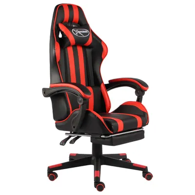 Image de vidaXL Chaise de jeu avec repose-pieds noir et rouge similicuir