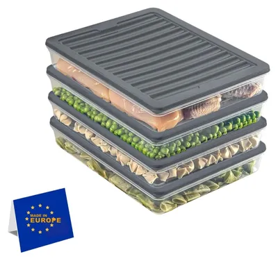 Image de Omgoods - Ensemble de boîtes de conservation alimentaires empilables avec couvercles - 4 x 2400 ml