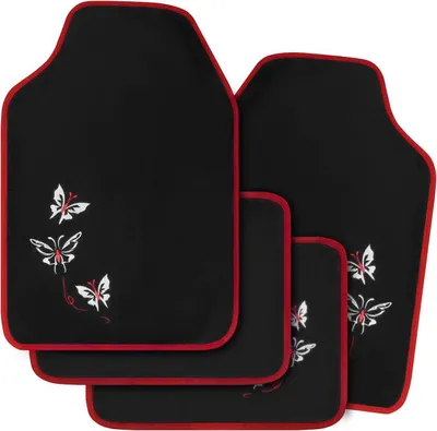 Produktbild von Famanu Universal-Fußmatten-Set - Antirutsch, wasserabweisend, rot/schwarz
