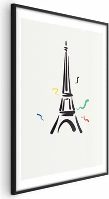 Produktbild von Posterpapier Poster - Black Illustration of the Eiffel Tower on a Light Background 40x60 cm Abstrakt i-B-10059-ao-a
