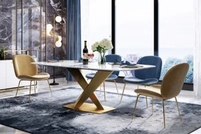 Produktbild von Esstisch + 4x Stühle Stuhl Esszimmer Set Essgruppe Modern Tisch Tische