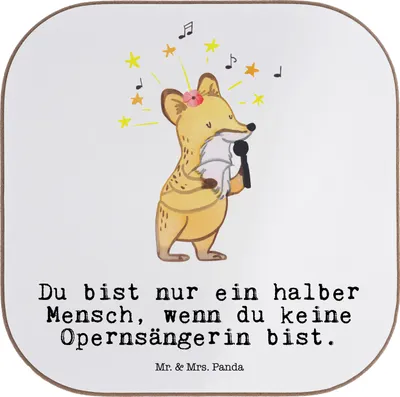 Produktbild von Mr. & Mrs. Panda Tischschoner Opernsängerin Herz - Weiß - Geschenk, gläseruntersetzer, Tischuntersetzer, Untersetzer Gläser, Tasse, Tassenuntersetzer, Coaster