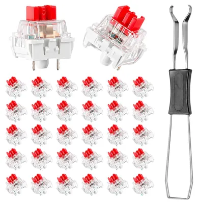 50 rote 3-Pin Tastaturschalter, linear, mit Key Puller