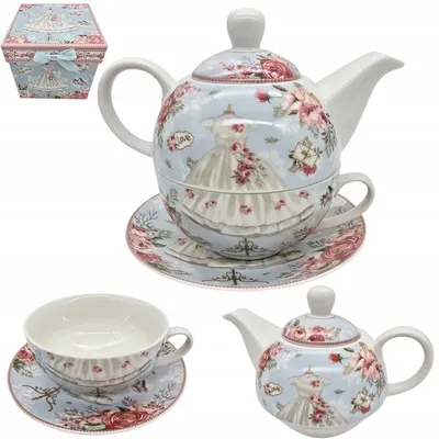 Produktbild von Keramik Teekanne Set "Tea for One" Romantisch BLAU