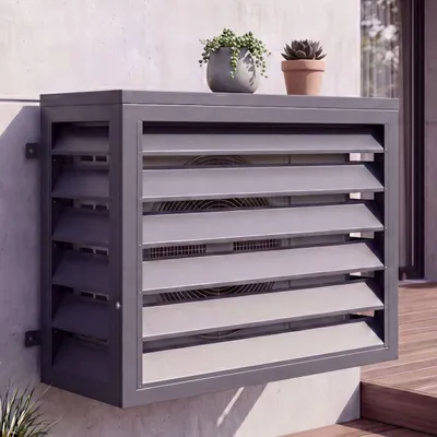Immagine prodotto di Copertura per impianto di climatizzazione/scambiatore di calore HWC-O43, copertura per griglia di protezione, metallo 73x97x38 cm ~ antracite