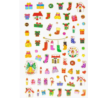Produktbild von Oblique Unique Weihnachten Sticker Mix 72 Stk. Aufkleber Weihnachtsmotive Stiefel Glocken uvm. als Geschenk Deko
