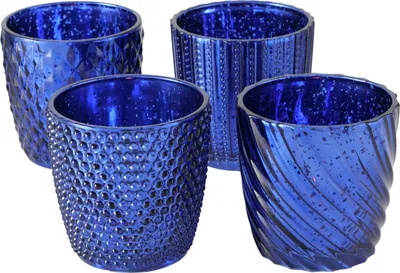 Produktbild von Windlichter / Teelichtgläser Maritim 4 teilig - blau