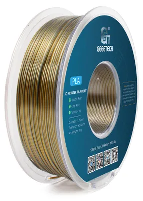 Obrázok produktu pre Geeetech hodvábny PLA filament pre 3D tlačiarne, 1,75 mm filamentová rolka, presnosť rozmerov +/- 0,03 mm, tlačové materiály, 1 kg cievka【Gold + Silver】