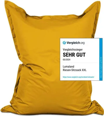 Produktbild von Lumaland Riesen-Sitzsack XXL 140x180 cm Wasserfestes Indoor & Outdoor Liegekissen über 3 Mio. anpassungsfähigen EPS-Perlen Bean Bag waschbarem Bezug
