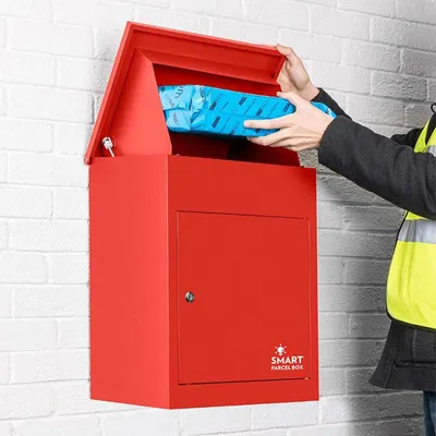 Produktbild von SMART PARCEL BOX™ Mittelgroßer Paketbriefkasten, Entnahme vorne, rot