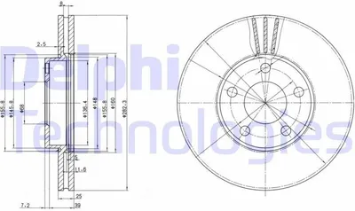 Produktbild von 2x DELPHI Bremsscheibe BG3199 für VW PASSAT Variant (3B5) PASSAT (3B2) 46 3mm