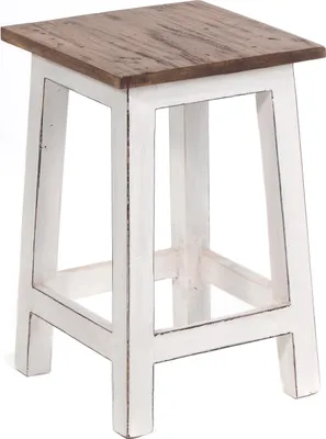 Obrázok produktu pre Stolička MADERO | 48x30cm(VxŠ), recyklované drevo, drevená stolička, taburet | farba: 06 biela-vidiek