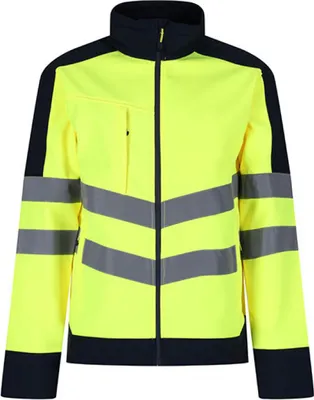 Produktbild von Regatta TRA625 | Herren Hi-Vis Pro Softshell Arbeitsjacke - Farbe: Yellow/Navy - Größe: M