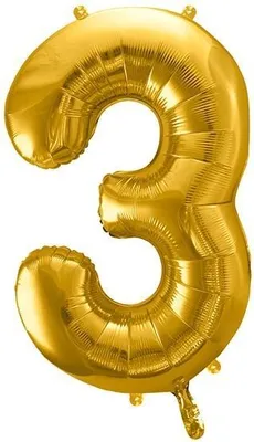 Immagine prodotto di Palloncino in foil Numero 3, 86 cm, oro