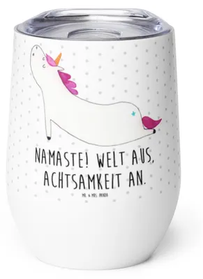 Produktbild von Mr. & Mrs. Panda glühweinbecher Einhorn Yoga - Weiß - Geschenk, Weinbecher, Thermo Becher, thermosbecher, kaffee tasse, Thermobecher, Einhörner, Isolierbecher, Namaste