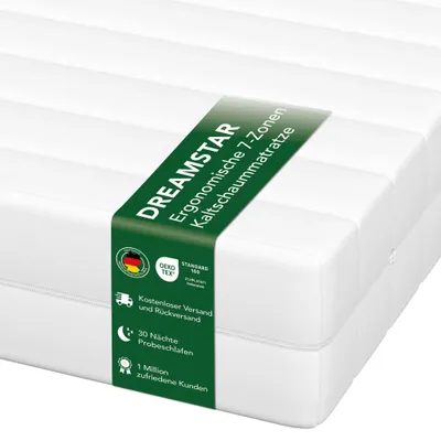 Produktbild von Ergonomische 7-Zonen Kaltschaummatratze | 180 x 200 cm | 13cm | H3 & H4 | DREAMSTAR Easy Flex