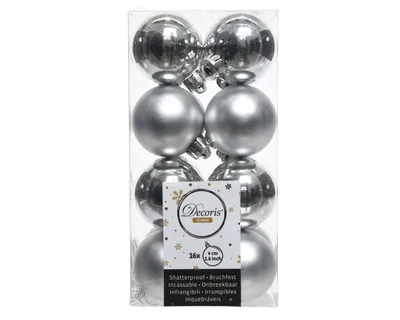Produktbild von Weihnachtskugeln Kunststoff 4cm 16 Stück - Silber