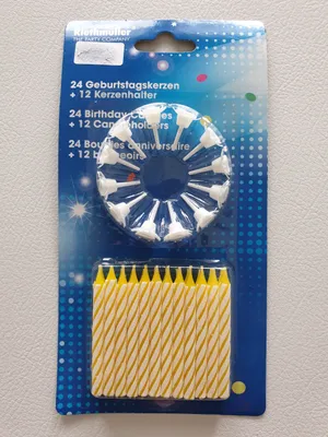 Produktbild von Ri5053 gelb-weiß Geburtstags Kerzen mit Halter Happy Birthday