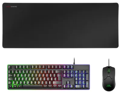 Produktbild von Mars Gaming MCPXBPT, Kabelgebunden, USB, Membran Key Switch, RGB-LED, Schwarz, Maus enthalten