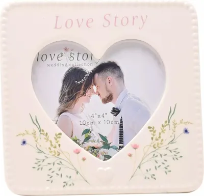 Produktbild von Celebrations - "Love Story" Herz Fotorahmen für ein Bild, Keramik WD3945 (Einheitsgröße) (Weiß)