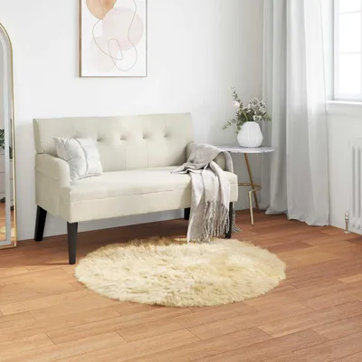 Produktbild von vidaXL Teppich aus Kunstschaffell TAFALLA Creme Ø 80 cm Polyester
