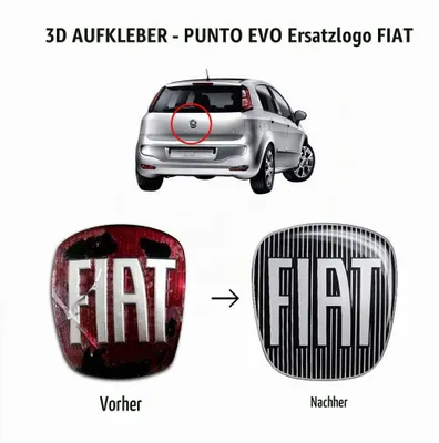 Zdjęcie produktu dla Naklejka Fiat 3D logo części zamiennej czarna na tył Punto Evo