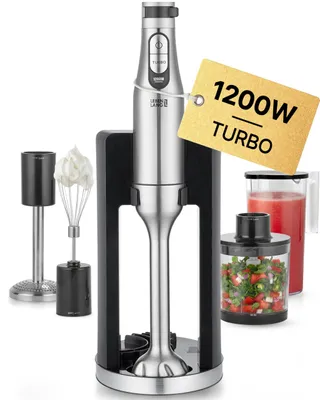 Imagen del producto de LEBENLANG, juego de batidoras de inmersión premium de 1200W, incluye 5 accesorios y protector contra salpicaduras