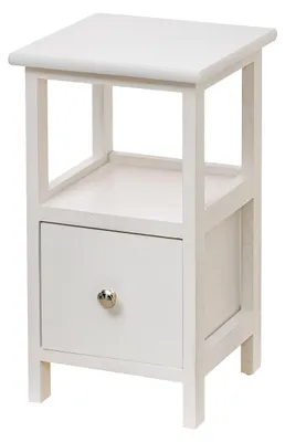 Immagine prodotto di Omgoods - Comodino multifunzionale con 1 cassetto e 1 ripiano - Bianco