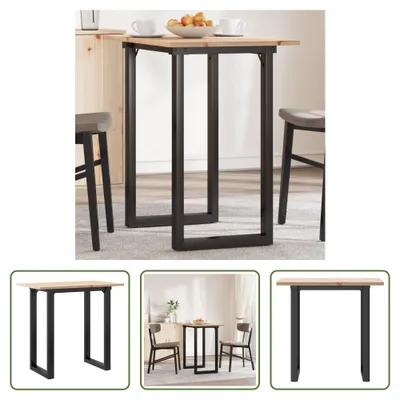 Produktbild von The Living Store Esstisch O-Gestell 80x50x75,5 cm Massivholz Kiefer & Gusseisen