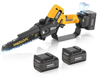 Image de Mini scie à chaîne sans fil - 20 cm (8 pouces) - 600 W - 21 V - Outil de jardinage professionnel
