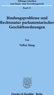 Produktbild von Bindungsprobleme und Rechtsnatur parlamentarischer Geschäftsordnungen.