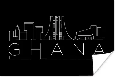 Produktbild von MuchoWow® Poster Skyline "Ghana" auf schwarzem Hintergrund 60x40 cm - Schlafzimmerdekoration