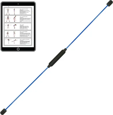Produktbild von Best Sporting Schwingstab Fitness blau I Swingstick für Ganzkörpertraining I Gymnastikstab mit Anleitung für 16 Übungen I Fitnessgeräte für zuhause I Elastic Fitness Bar