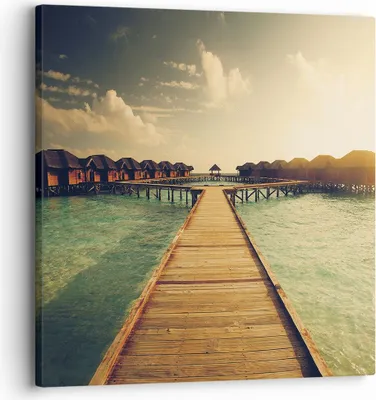 Produktbild von Bild auf Leinwand - Leinwandbild - Einteilig - Malediven Ferienhäuser Wasser - 30x30cm - Wand Bild - Wanddeko - Wandbilder - Leinwanddruck - Bilder - Wanddekoration - Leinwand bilder - AC30x30-4951