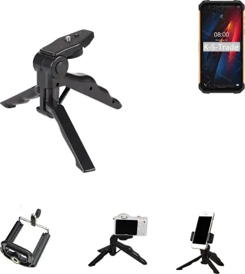 Produktbild von K-S-Trade Stativ Tisch-Ständer Dreibein Handy-Stativ Ständer kompatibel mit Ulefone Armor 8 Pro Mini-Stativ Smartphone Tripod Handy-Stativ aus