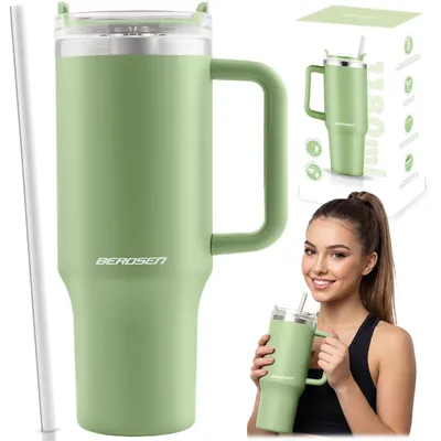 Immagine prodotto di Tazza termica in acciaio inox con cannuccia, 1180 ml