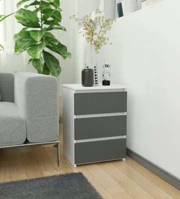 Obrázok produktu pre Malý nočný stolík VALESTRA - biely / tmavo šedý